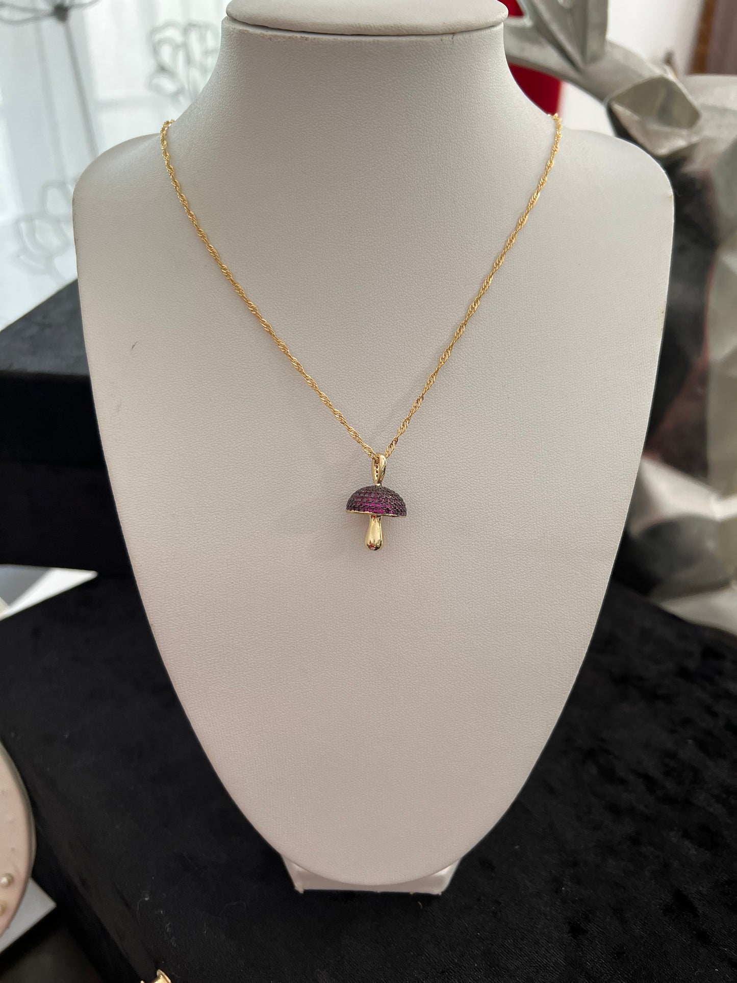 Violet mushroom necklace