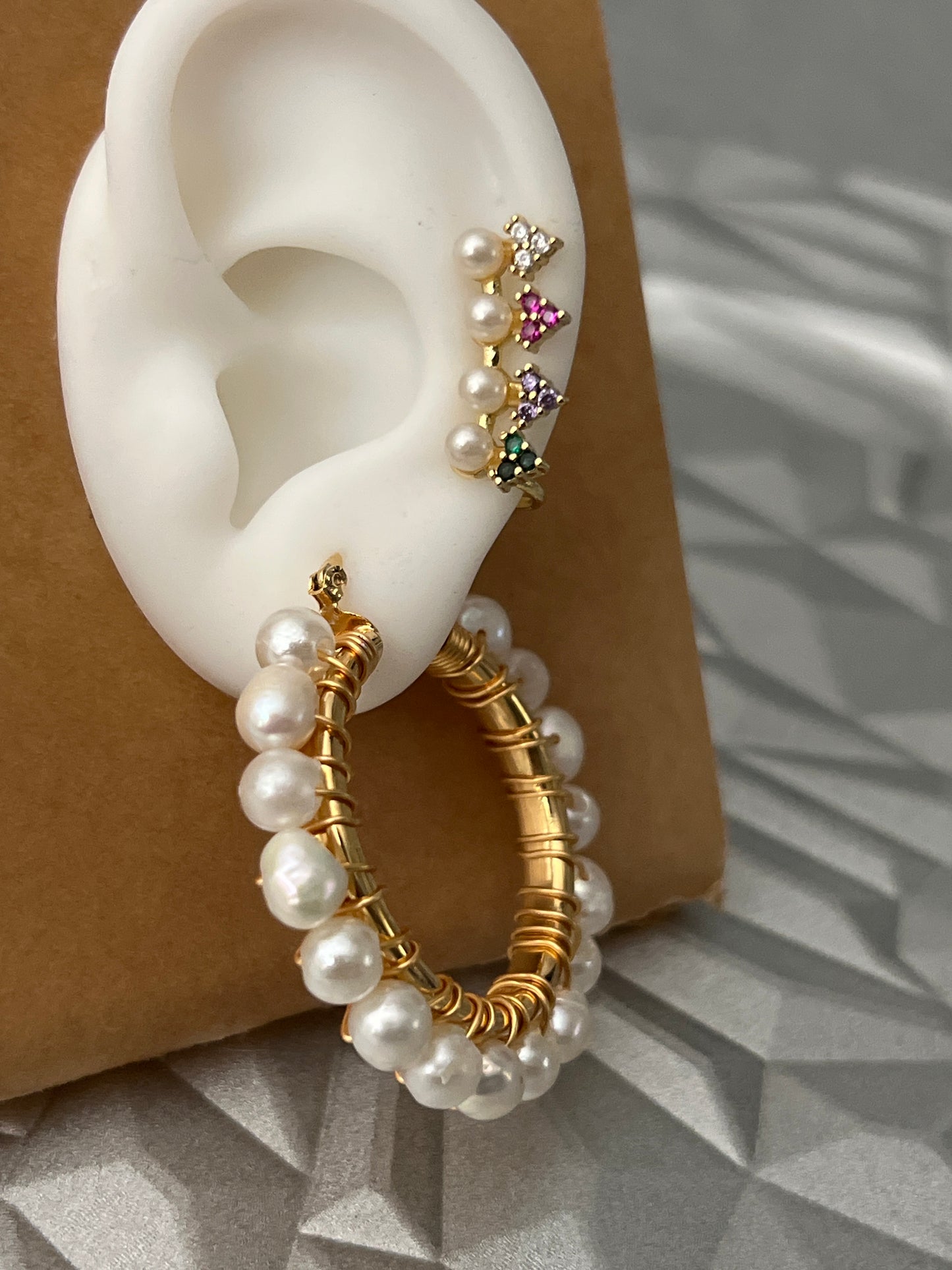 Ear cuff pearl 0045CE