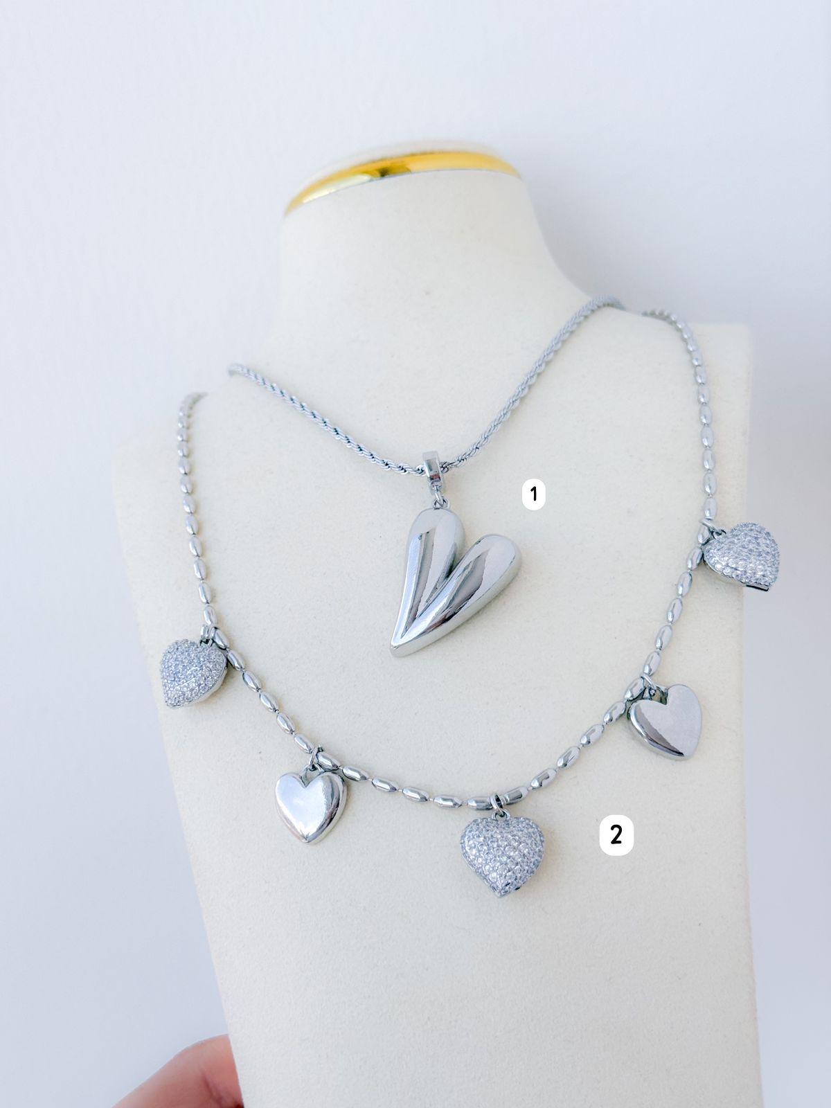 Collar plata corazones #2