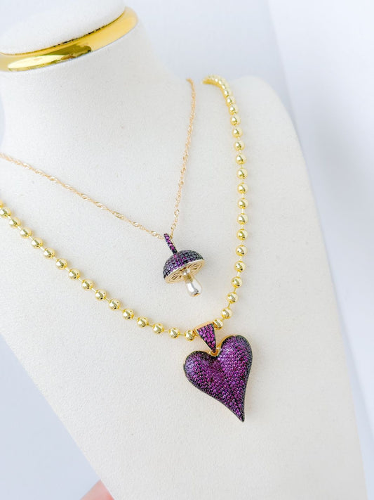 Violet mushroom necklace