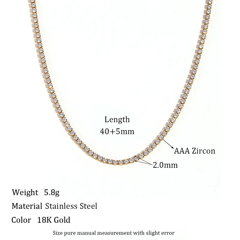 Collar de Circonita 2mm – Baño de Oro 18K (40+5cm)