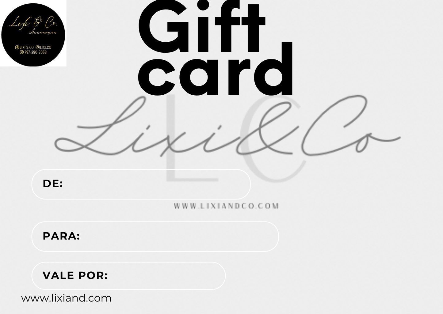 Tarjeta de regalo Lixi & Co